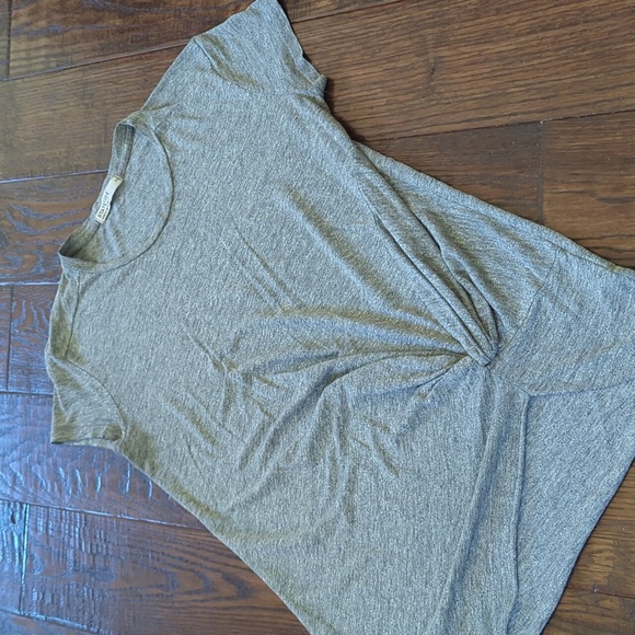 Stateside Tops - STATESIDE I Heather Gray Cap Short Sleeve Crew Neck Top with Faux Side Knot, XS